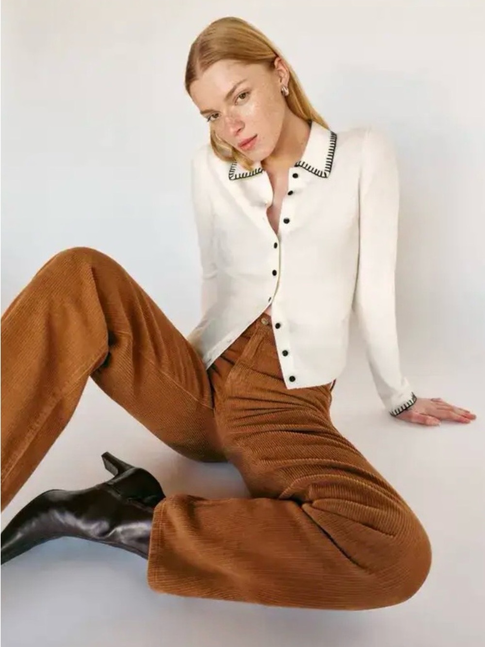 Reformation Florentina Cashmere Collared Cardigan size XS